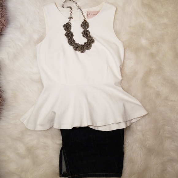Philosophy Tops - Philosophy - sz. XS, cream, peplum top, tank